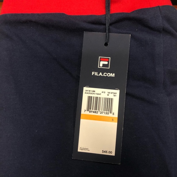 Women's FILA Madison Navy Blue Red Logo Leggings - Picture 3 of 3